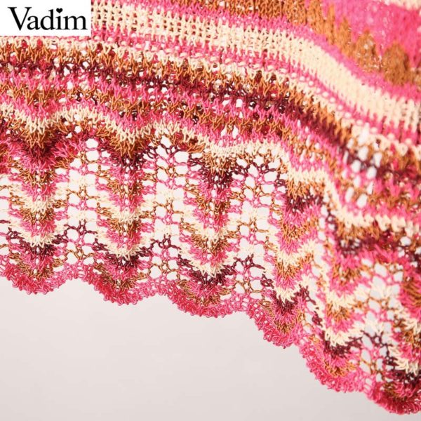 Vadim women basic striped knitted sweater long sleeve stretchy oversized short style pullovers fashion O neck chic tops HA401 - Image 5