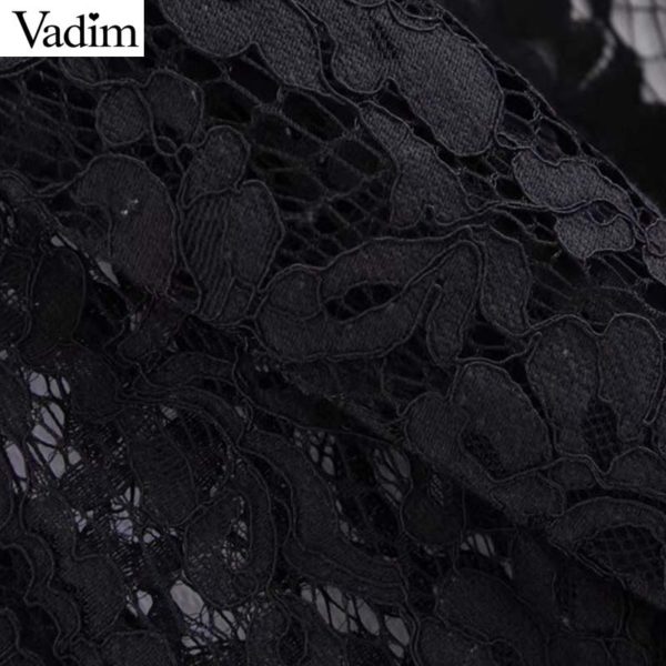 Vadim women black lace blazer double breasted long sleeve notched collar jacket coat female outwear transparent top CA367 - Image 4