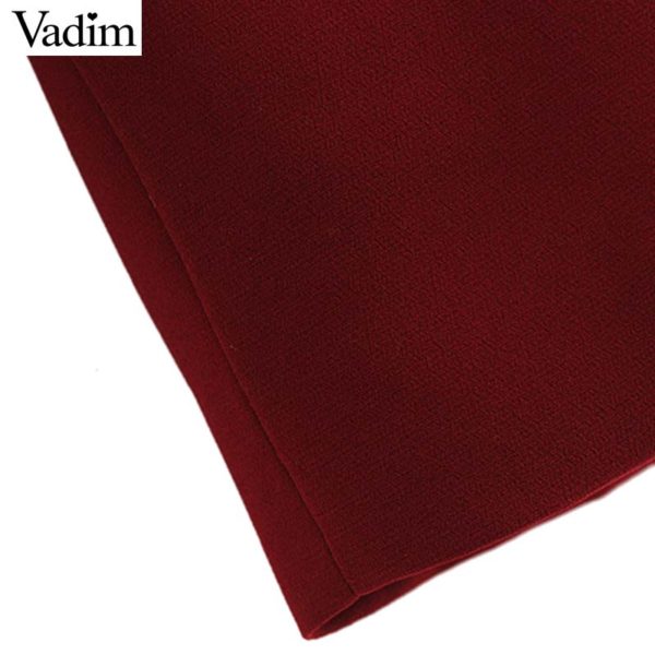 Vadim women chic black red blazer pockets single button long sleeve office wear coat solid female casual outerwear tops CA330 - Image 5