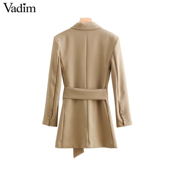 Vadim women chic khaki long style blazer pockets sashes double breasted long sleeve coats female casual outerwear tops CA358 - Image 2