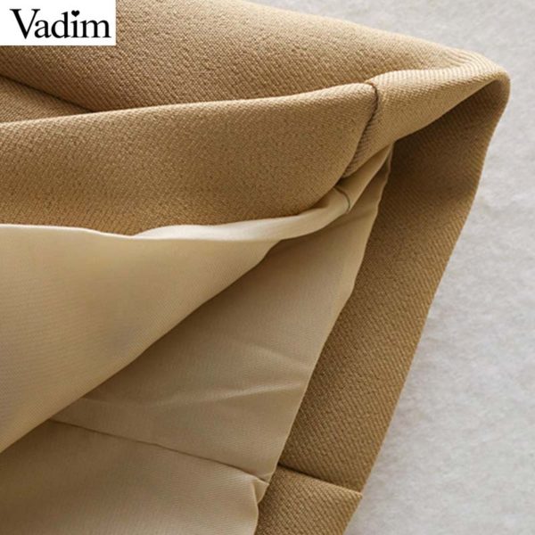 Vadim women chic khaki long style blazer pockets sashes double breasted long sleeve coats female casual outerwear tops CA358 - Image 5