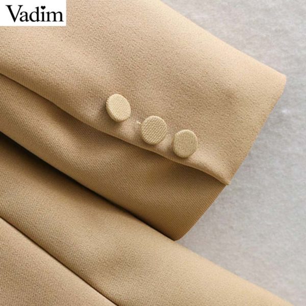 Vadim women chic khaki long style blazer pockets sashes double breasted long sleeve coats female casual outerwear tops CA358 - Image 6