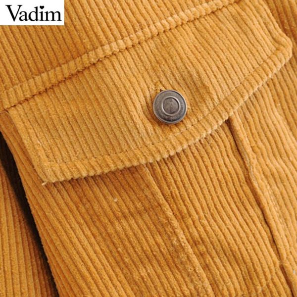 Vadim women corduroy oversized jacket single breasted pockets long sleeve loose coats female casual solid outerwear tops CA357 - Image 4