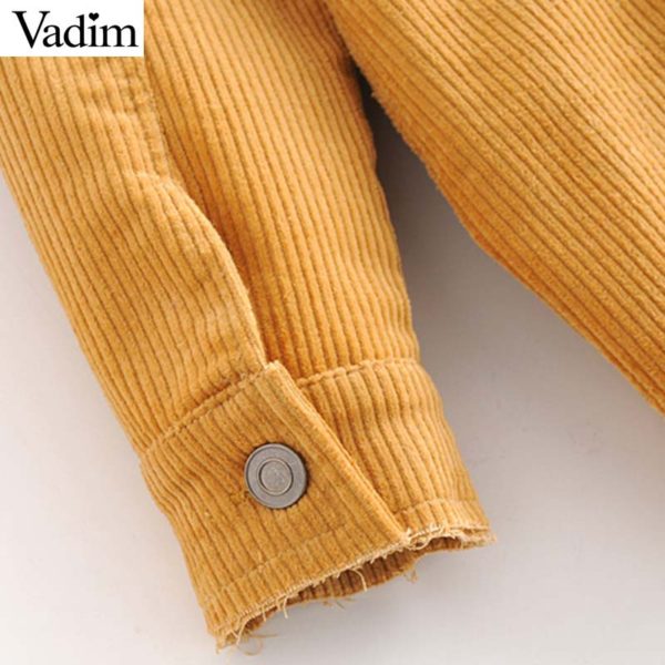 Vadim women corduroy oversized jacket single breasted pockets long sleeve loose coats female casual solid outerwear tops CA357 - Image 6