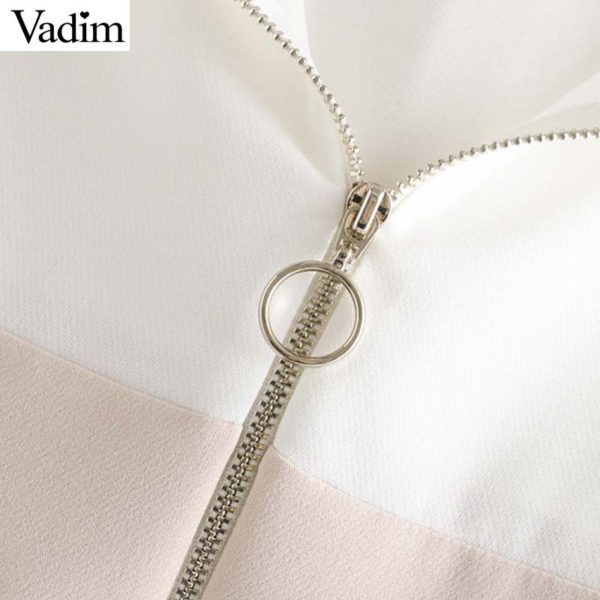 Vadim women elegant patchwork hooded loose jacket pockets Drawstring tie coat female casual outerwear fashion chic tops CA440 - Image 3