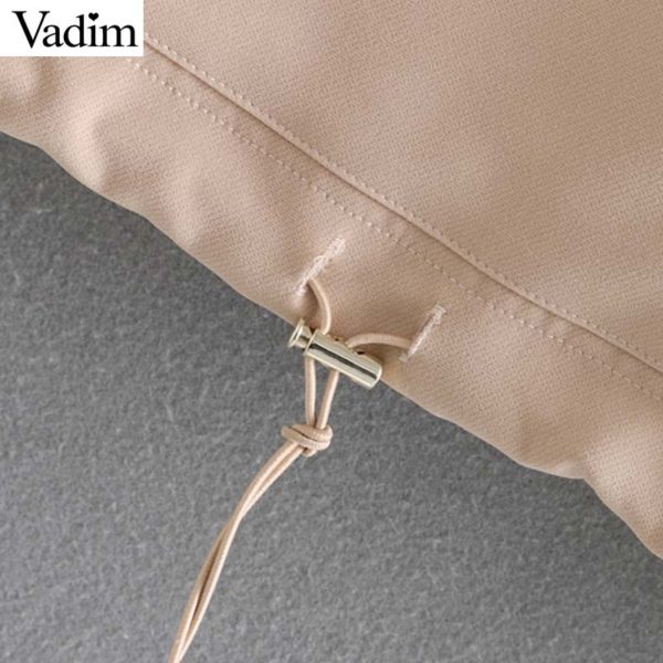Vadim women elegant patchwork hooded loose jacket pockets Drawstring tie coat female casual outerwear fashion chic tops CA440 - Image 5