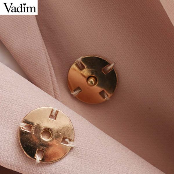 Vadim women elegant pocket waist coat sleeveless vests bow tie sashes single button jacket pink outwear top feminino MA023 - Image 3