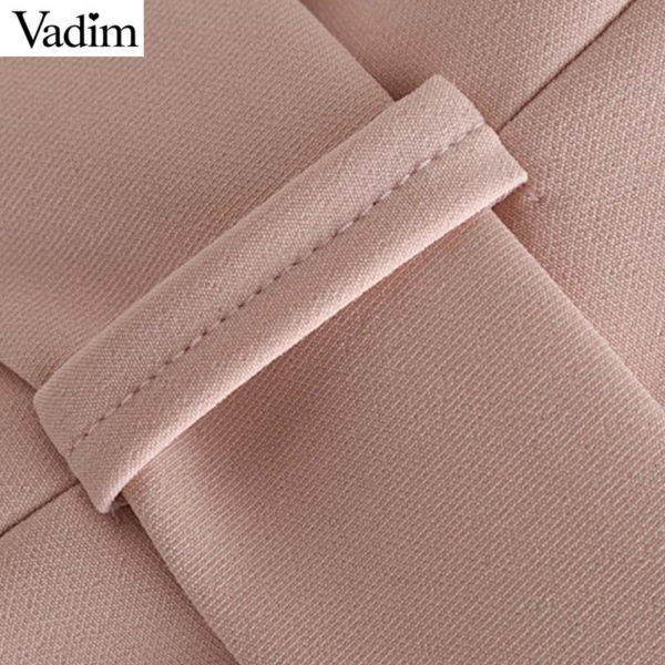 Vadim women elegant pocket waist coat sleeveless vests bow tie sashes single button jacket pink outwear top feminino MA023 - Image 5