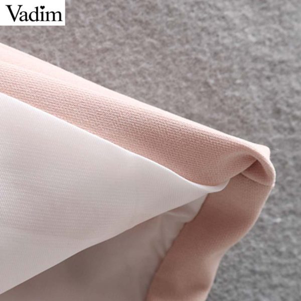 Vadim women elegant pocket waist coat sleeveless vests bow tie sashes single button jacket pink outwear top feminino MA023 - Image 6