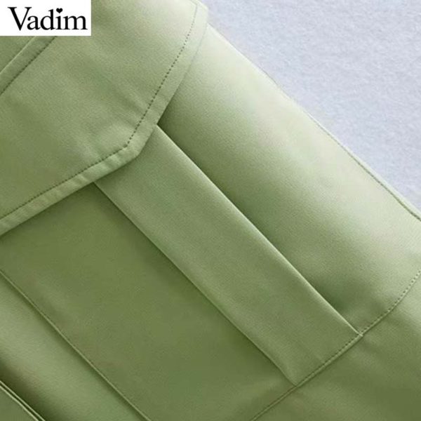 Vadim women elegant solid vest sashes pocket decrorate sleeveless office wear green outwear casual jacket MA025 - Image 3