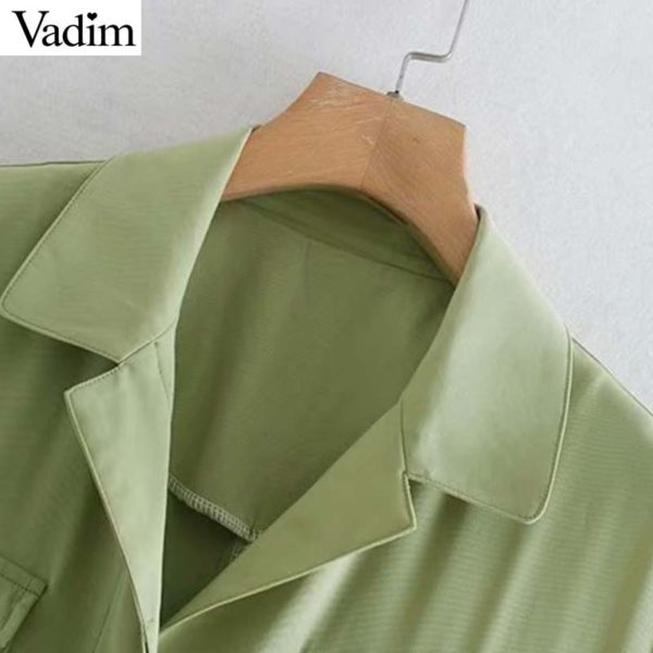 Vadim women elegant solid vest sashes pocket decrorate sleeveless office wear green outwear casual jacket MA025 - Image 4