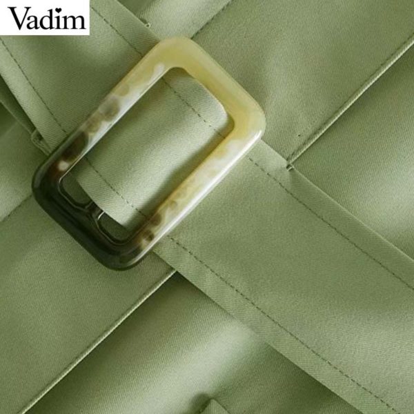 Vadim women elegant solid vest sashes pocket decrorate sleeveless office wear green outwear casual jacket MA025 - Image 5