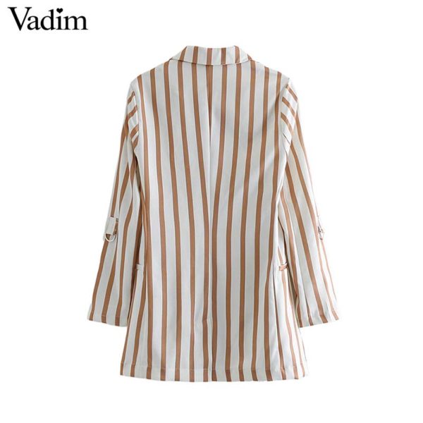 Vadim women elegant stylish striped blazer back split long sleeve buttons pockets decorate female office wear brand coats CA434 - Image 2