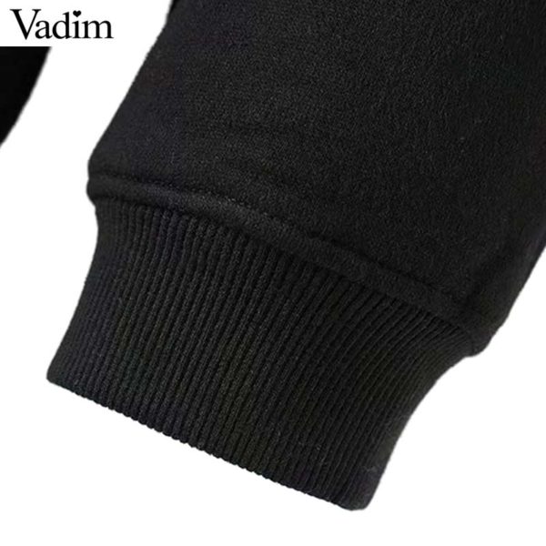 Vadim women faux fur pocket oversized chic sweatshirt o neck long sleeve side split loose pullovers black cute sudaderas SW1300 - Image 6