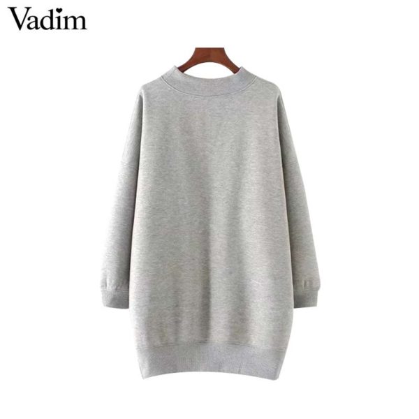 Vadim women faux fur pocket oversized long sweatshirt o neck long sleeve loose pullover autumn casual chic sudaderas SW1287 - Image 5