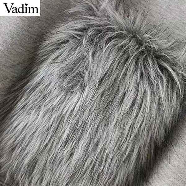 Vadim women faux fur pocket oversized long sweatshirt o neck long sleeve loose pullover autumn casual chic sudaderas SW1287 - Image 6