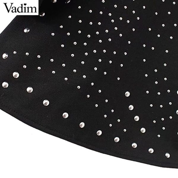 Vadim women flare sleeve rivet loose sweatshirts studded oversized o neck black pullovers autumn female casual tops LT2203 - Image 5