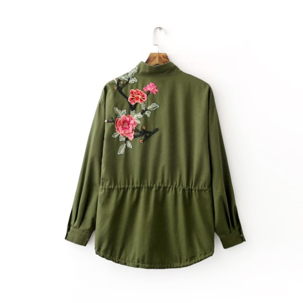 Vadim women floral embroidery bomber jacket patched rivet design loose flight jackets casual coat punk outwear capa CT1285 - Image 5