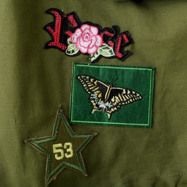 Vadim women floral embroidery bomber jacket patched rivet design loose flight jackets casual coat punk outwear capa CT1285 - Image 6