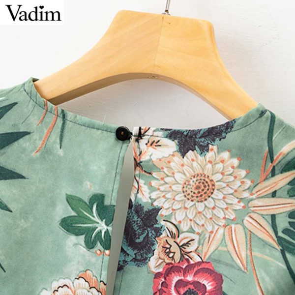 Vadim women floral print wide leg jumpsuits short sleeve back zipper sashes pockets female casual sweet long playsuits KA890 - Image 3
