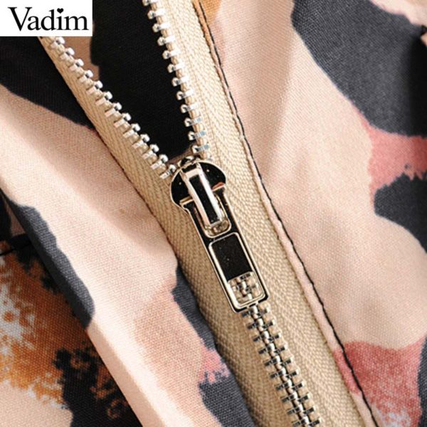 Vadim women leopard print jumpsuits short sleeve bow tie sashes animal pattern pockets rompers female chic long playsuits KA793 - Image 5