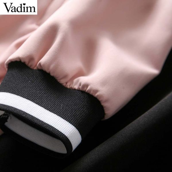 Vadim women loose patchwork hooded sweatshirts drawstring tie long sleeve pockets basic pullovers female pink chic tops HA230 - Image 5