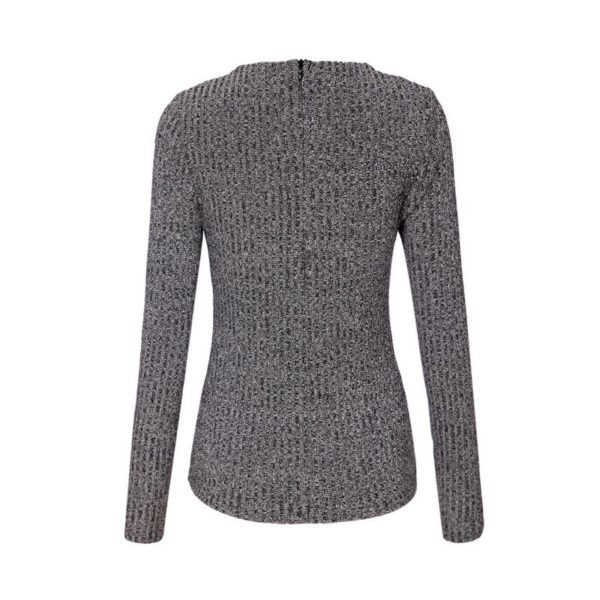 Vadim women sexy v neck knitted sweater bandage pullover lace up Elastic low cut cross bodycon long sleeve casual tops SW867 - Image 4