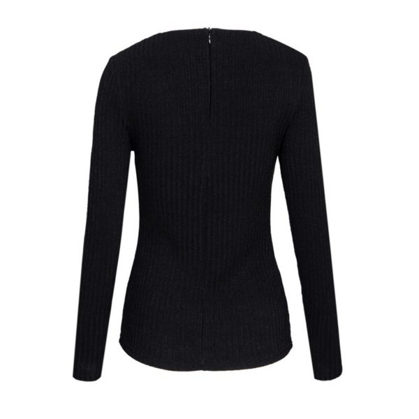 Vadim women sexy v neck knitted sweater bandage pullover lace up Elastic low cut cross bodycon long sleeve casual tops SW867 - Image 6