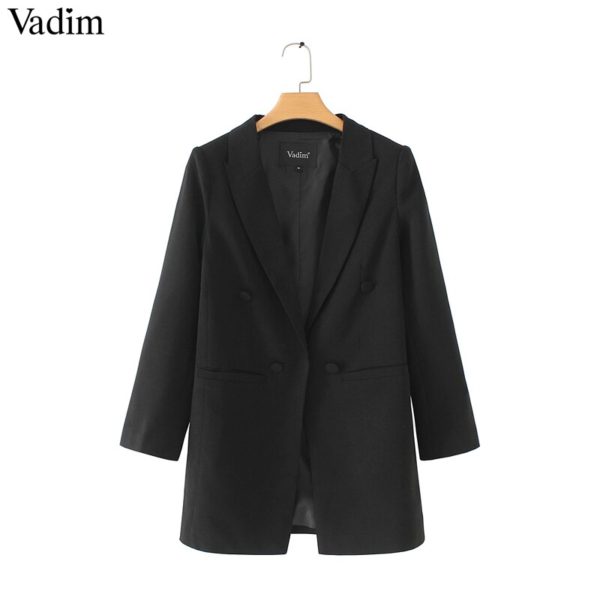 Vadim women shrug long blazers long sleeve Notched collar solid red black outerwear office lady work wear basic chic tops CA093 - Image 2