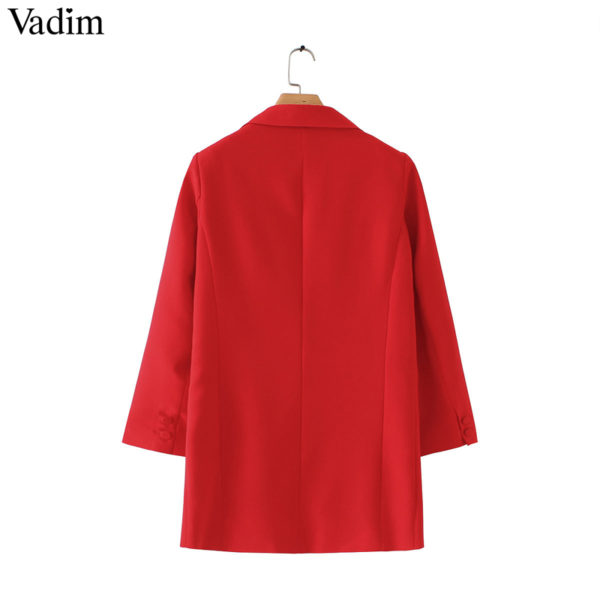 Vadim women shrug long blazers long sleeve Notched collar solid red black outerwear office lady work wear basic chic tops CA093 - Image 3