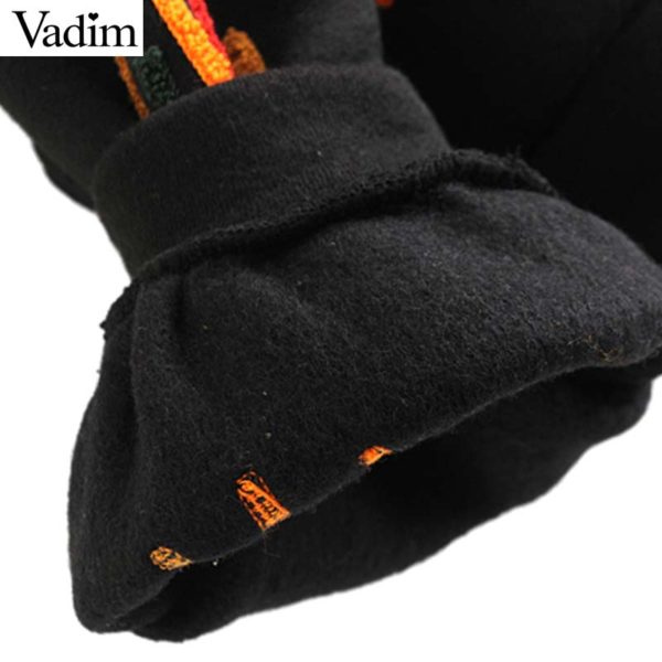 Vadim women striped embroidery loose short sweatshirts oversized long sleeve o neck pullovers female casual chic tops HA150 - Image 6