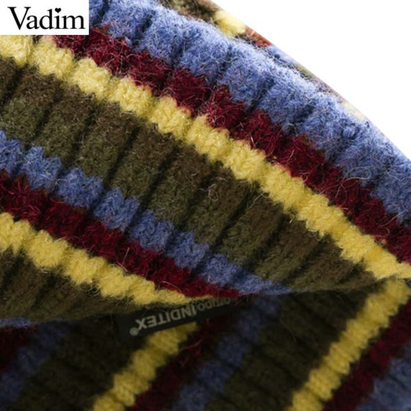 Vadim women sweet geometric pattern knitted sweater shot style long sleeve retro elastic pullovers female cute chic tops HA106 - Image 4