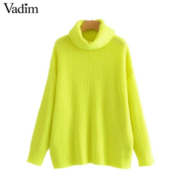 Vadim women turtleneck knitted loose sweater oversized warm thick long sleeve pullovers female casual chic tops HA086 - Image 2