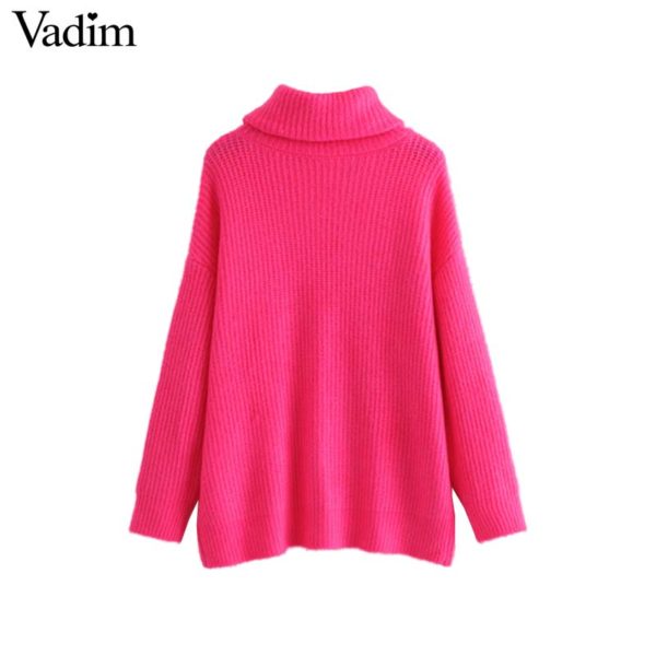 Vadim women turtleneck knitted loose sweater oversized warm thick long sleeve pullovers female casual chic tops HA086 - Image 6