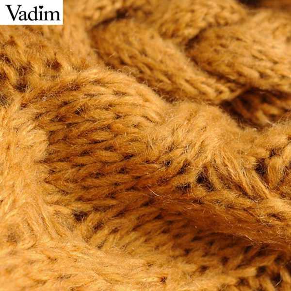 Vadim women turtleneck oversized knitted sweater long sleeve stretchy solid pullovers female cozy warm casual loose top HA220 - Image 5