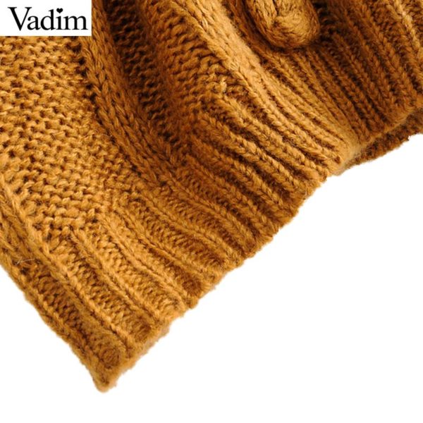 Vadim women turtleneck oversized knitted sweater long sleeve stretchy solid pullovers female cozy warm casual loose top HA220 - Image 6