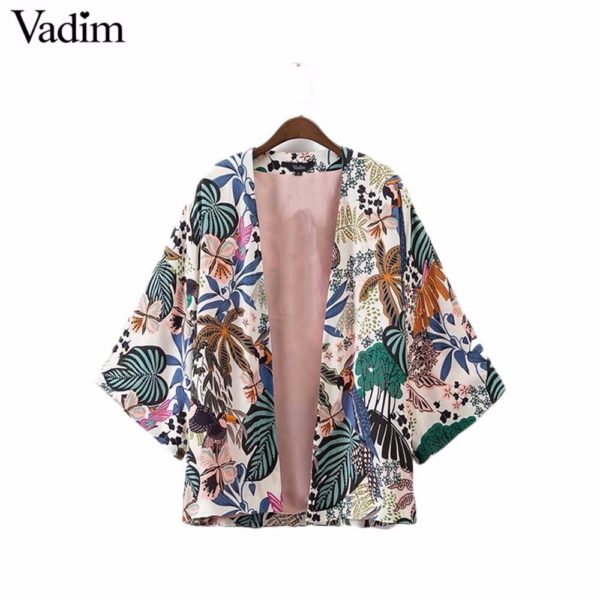 Vadim women vintage floral loose kimono shirts oversized open stitch coat ladies European style casual fashion tops CT1461 - Image 3