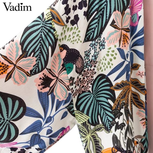 Vadim women vintage floral loose kimono shirts oversized open stitch coat ladies European style casual fashion tops CT1461 - Image 5