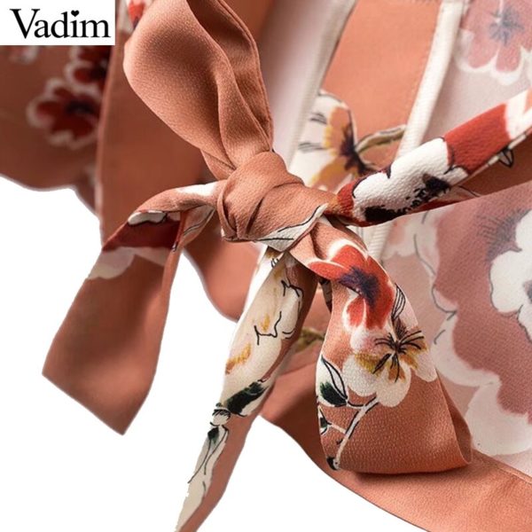 Vadim women vintage floral print blazer Notched collar sashes long sleeve coat casual outerwear casaco feminine tops CT1452 - Image 5