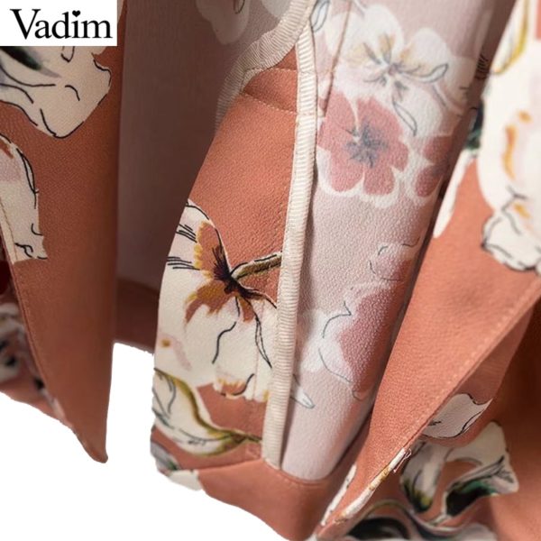 Vadim women vintage floral print blazer Notched collar sashes long sleeve coat casual outerwear casaco feminine tops CT1452 - Image 6