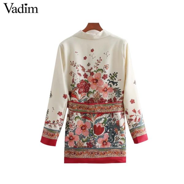 Vadim women vintage floral print blazer bow tie sashes long sleeve coat female retro chic outerwear casaco feminine tops CA014 - Image 2