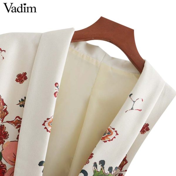 Vadim women vintage floral print blazer bow tie sashes long sleeve coat female retro chic outerwear casaco feminine tops CA014 - Image 3