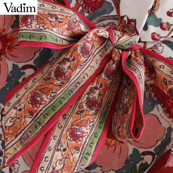 Vadim women vintage floral print blazer bow tie sashes long sleeve coat female retro chic outerwear casaco feminine tops CA014 - Image 4