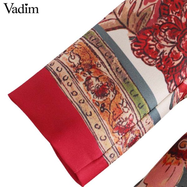 Vadim women vintage floral print blazer bow tie sashes long sleeve coat female retro chic outerwear casaco feminine tops CA014 - Image 5