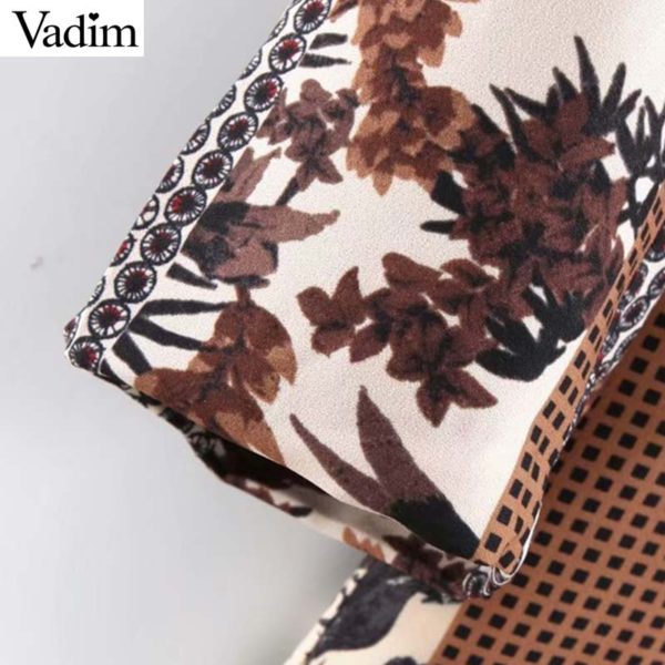 Vadim women vintage floral print blazer sashes patchwork long sleeve office wear coat vintage outerwear tops CA477 - Image 3