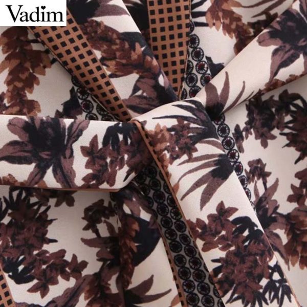 Vadim women vintage floral print blazer sashes patchwork long sleeve office wear coat vintage outerwear tops CA477 - Image 4