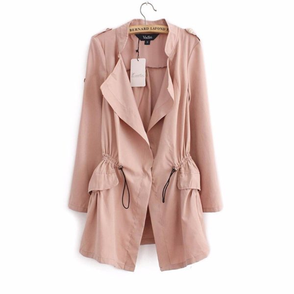Women autumn office long trench full sleeve drawstring Waist coats casaco feminine casual streetwear tops CT1089 - Image 3