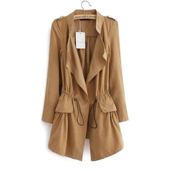 Women autumn office long trench full sleeve drawstring Waist coats casaco feminine casual streetwear tops CT1089 - Image 4