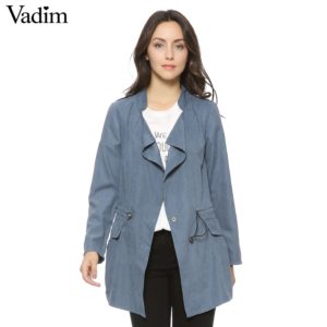 Women autumn office long trench full sleeve drawstring Waist coats casaco feminine casual streetwear tops CT1089