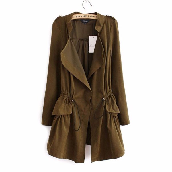 Women autumn office long trench full sleeve drawstring Waist coats casaco feminine casual streetwear tops CT1089 - Image 5